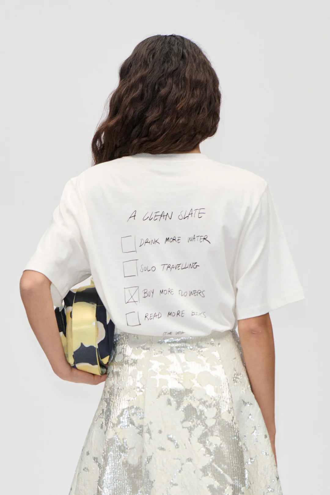 Lavender טי שירט קצרה לנשים Petunia Bouquet, A Clean Slate STINE GOYA