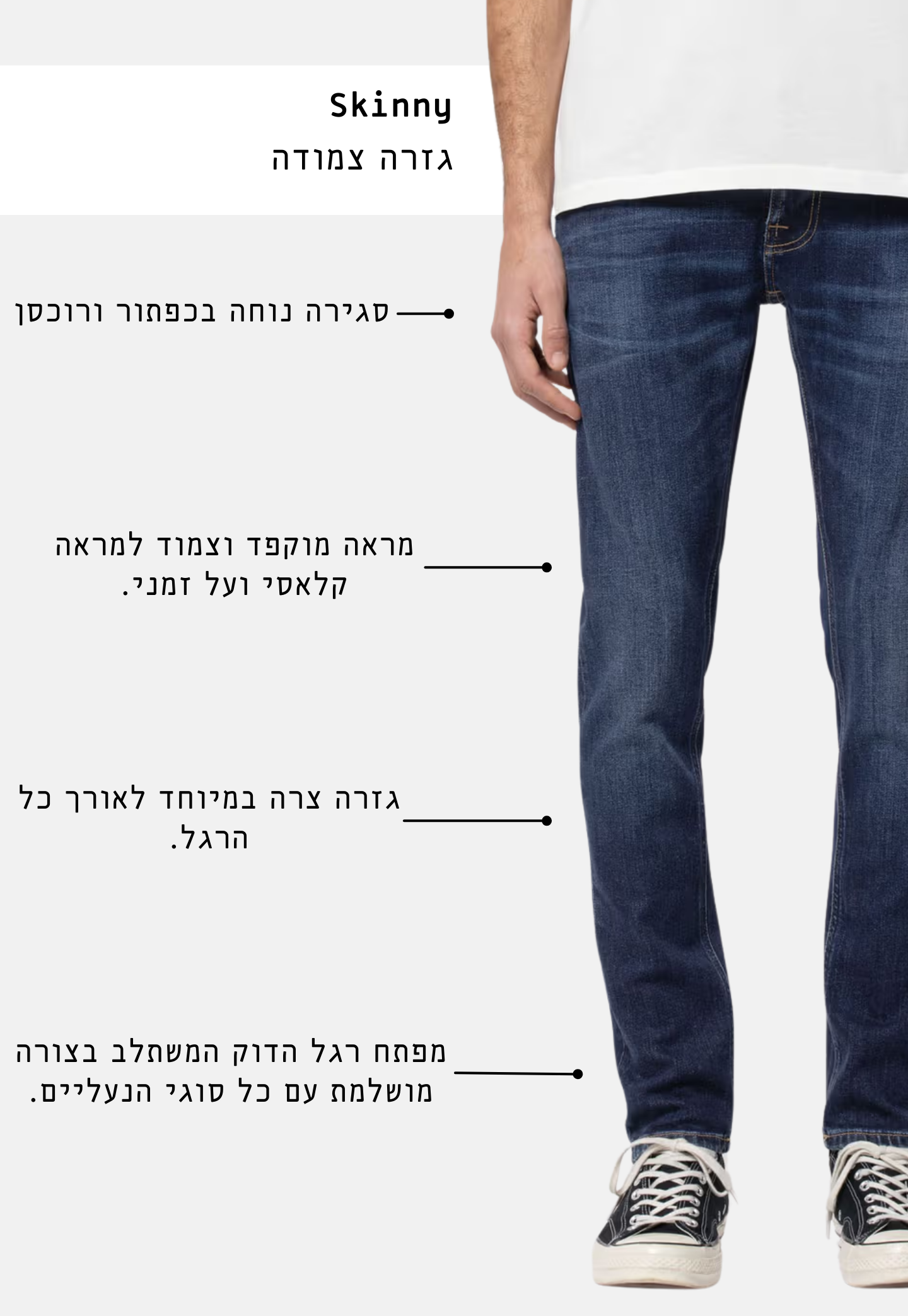 White Smoke ג'ינס ארוך לגברים Tight Terry - Skinny Fit NUDIE