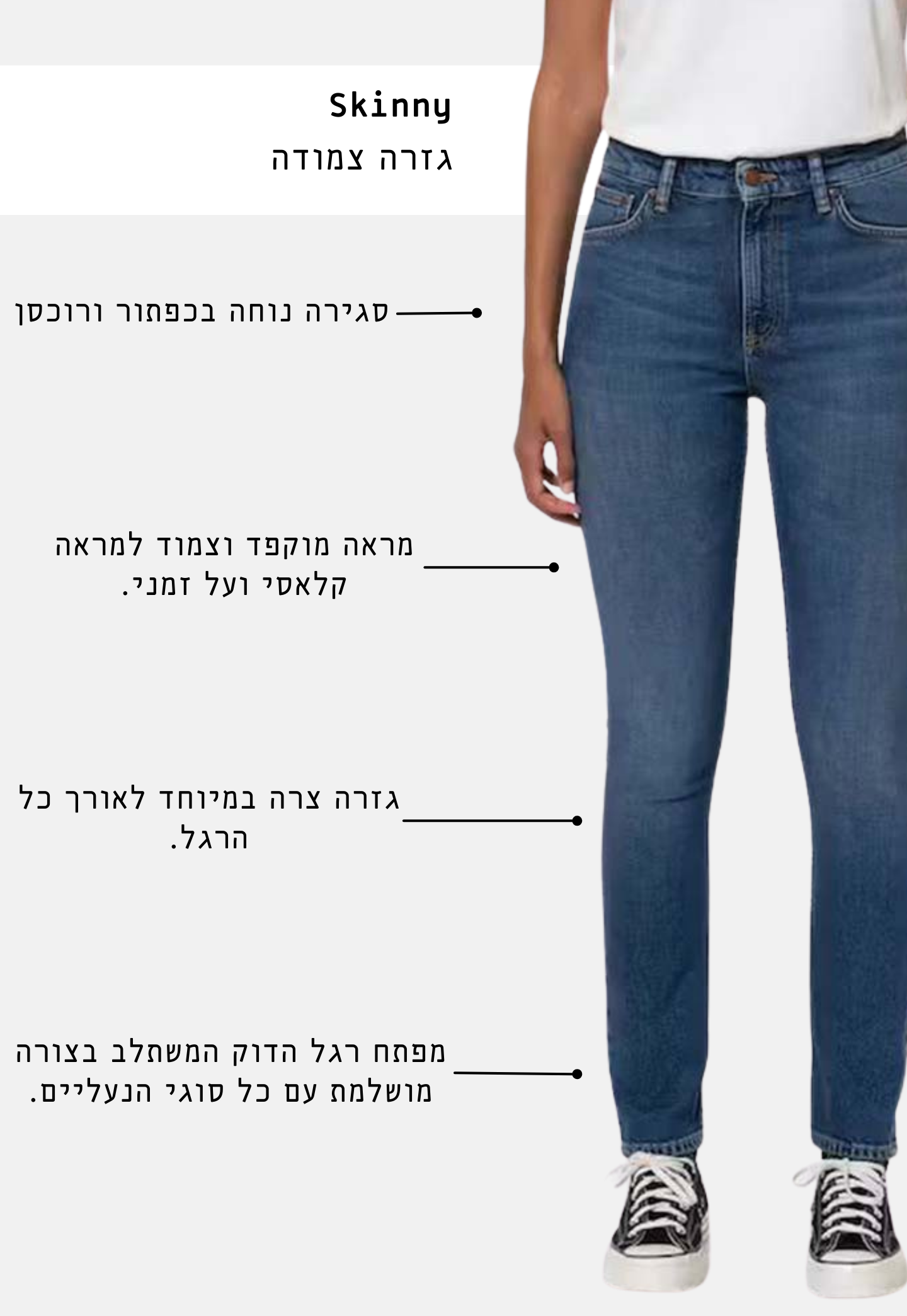 White Smoke ג'ינס ארוך לנשים Mellow Mae- Skinny Fit NUDIE