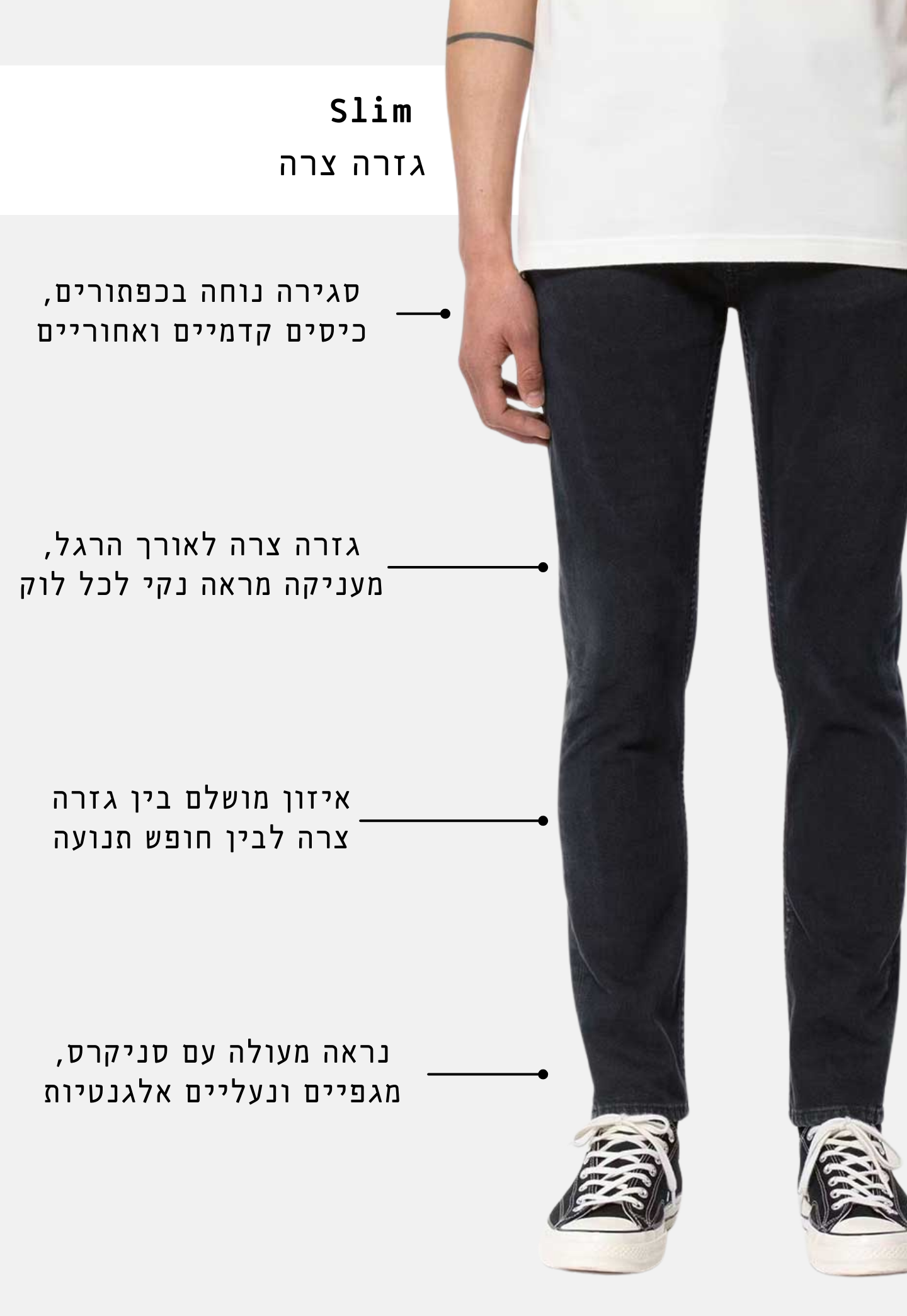 White Smoke ג'ינס ארוך לגברים Lean Dean - Slim Fit NUDIE