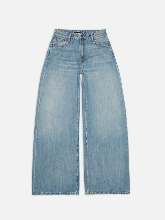 Light Slate Gray ג׳ינס ארוך רחב בגזרה גבוהה לנשים Sonic Sue NUDIE