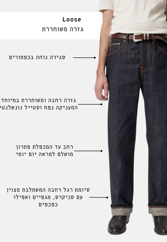 White Smoke ג'ינס ארוך לגברים / נשים Tuff Tony Dry Selvage – Loose fit NUDIE