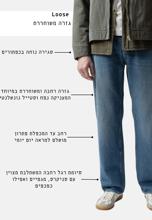 White Smoke ג'ינס ארוך לגברים / נשים Tuff Tony Blue Day Dreamer – Loose fit NUDIE