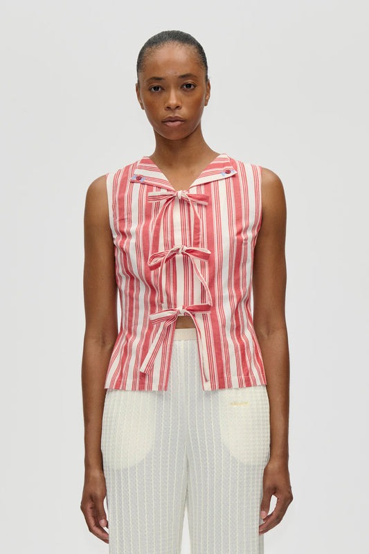 Gray גופיה לנשים Tie Front Vest STINE GOYA