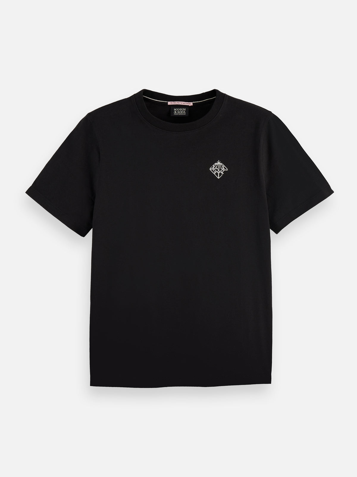 Black טי שירט קצרה לנשים Core Chest Artwork SCOTCH & SODA