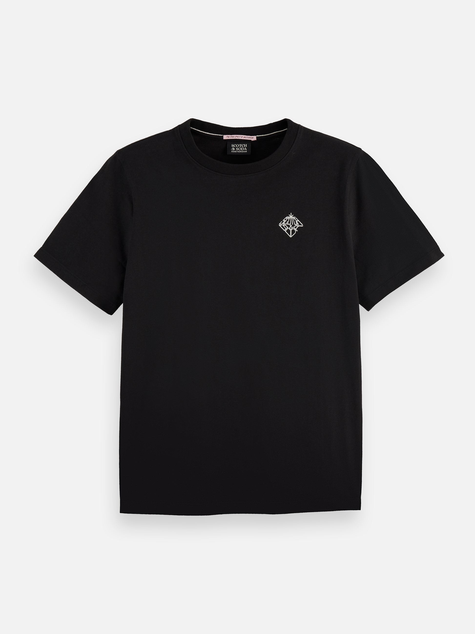 Black טי שירט קצרה לנשים Core Chest Artwork SCOTCH & SODA