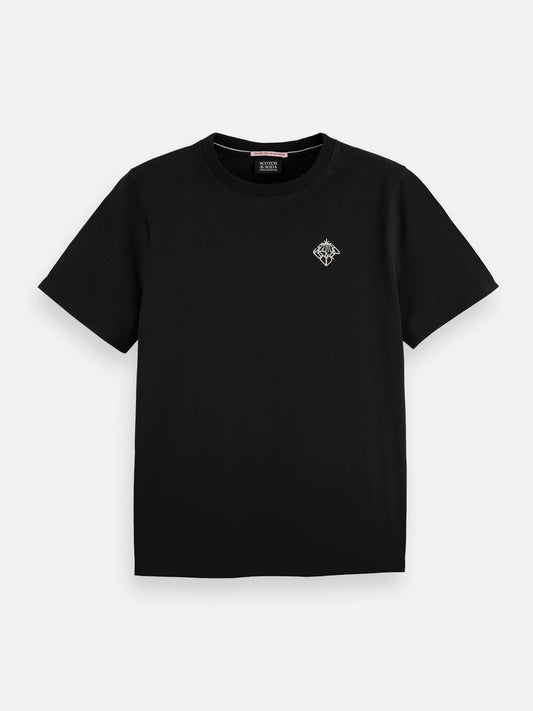 Black טי שירט קצרה לנשים Core Chest Artwork SCOTCH & SODA