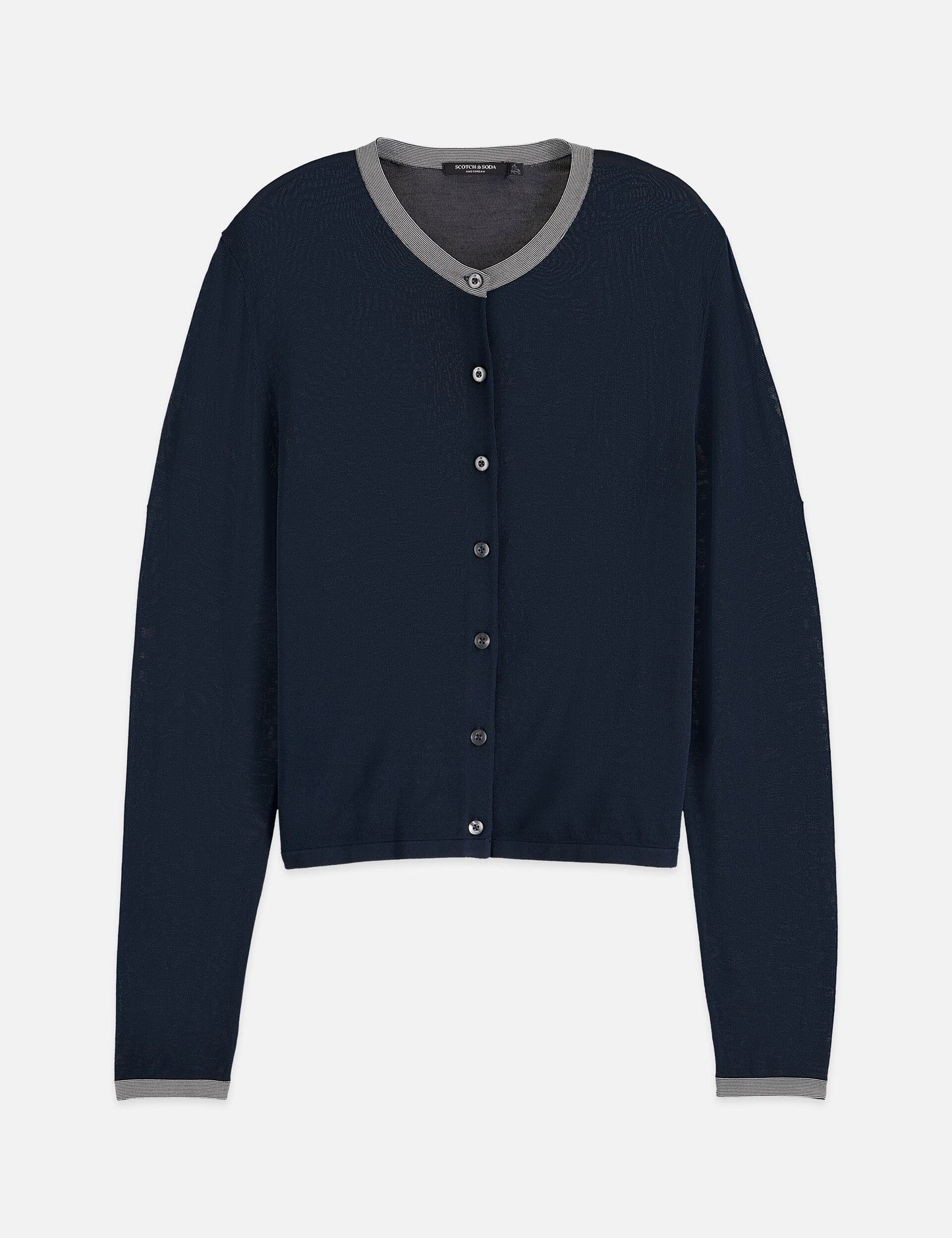 Dark Slate Gray קרדיגן לנשים Stripe Trim Relaxed SCOTCH & SODA