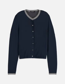 Dark Slate Gray קרדיגן לנשים Stripe Trim Relaxed SCOTCH & SODA