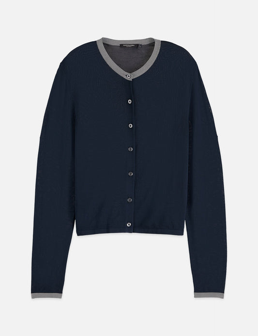 Dark Slate Gray קרדיגן לנשים Stripe Trim Relaxed SCOTCH & SODA