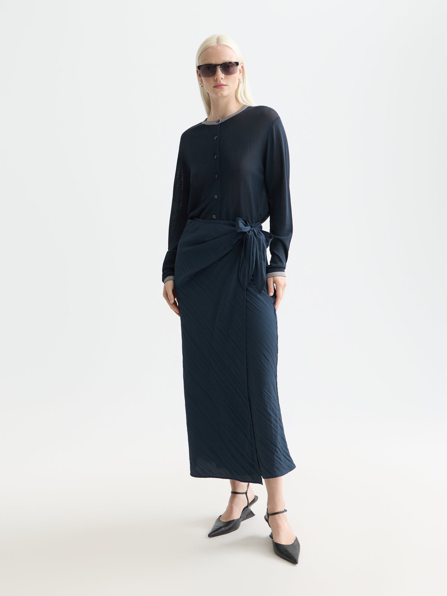 Dark Slate Gray קרדיגן לנשים Stripe Trim Relaxed SCOTCH & SODA