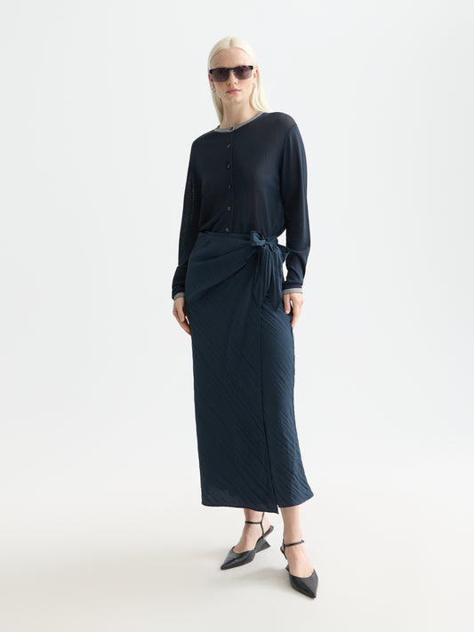 Dark Slate Gray קרדיגן לנשים Stripe Trim Relaxed SCOTCH & SODA