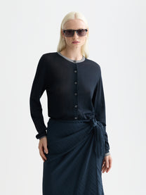 Black קרדיגן לנשים Stripe Trim Relaxed SCOTCH & SODA
