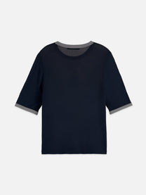Black טי שירט סריג קצרה לנשים Stripe Trim Short SCOTCH & SODA