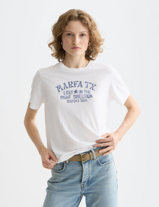 Lavender טי שירט קצרה לנשים Graphic SCOTCH & SODA