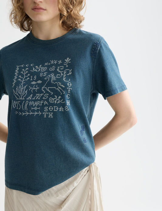 Lavender טי שירט קצרה לנשים Indigo Graphic SCOTCH & SODA