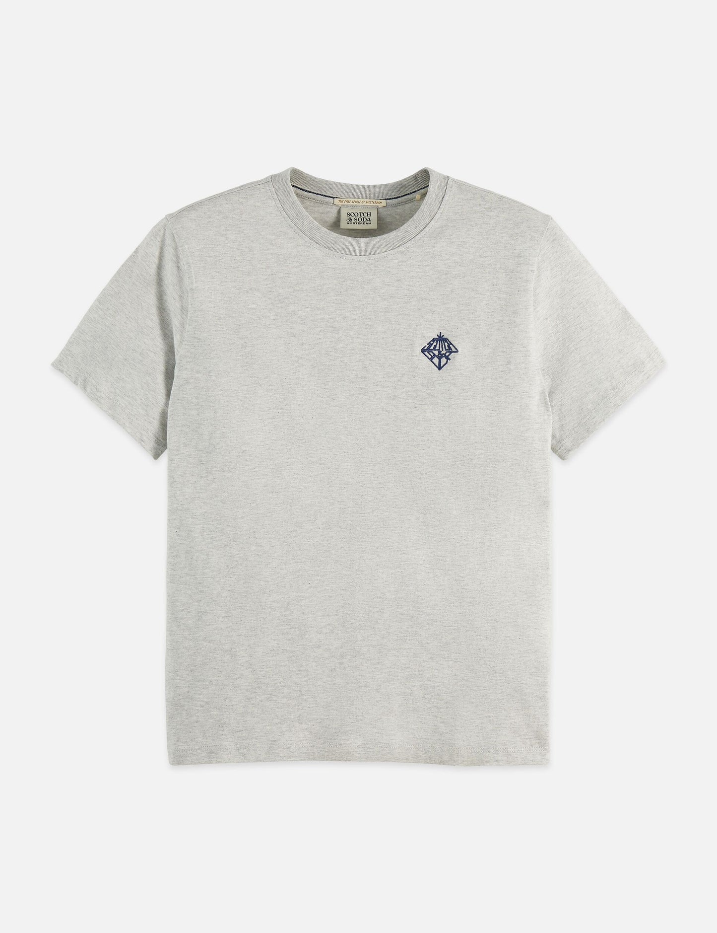 Gray טי שירט קצרה לנשים Regular Fit עם הדפס קטן בחזה SCOTCH & SODA