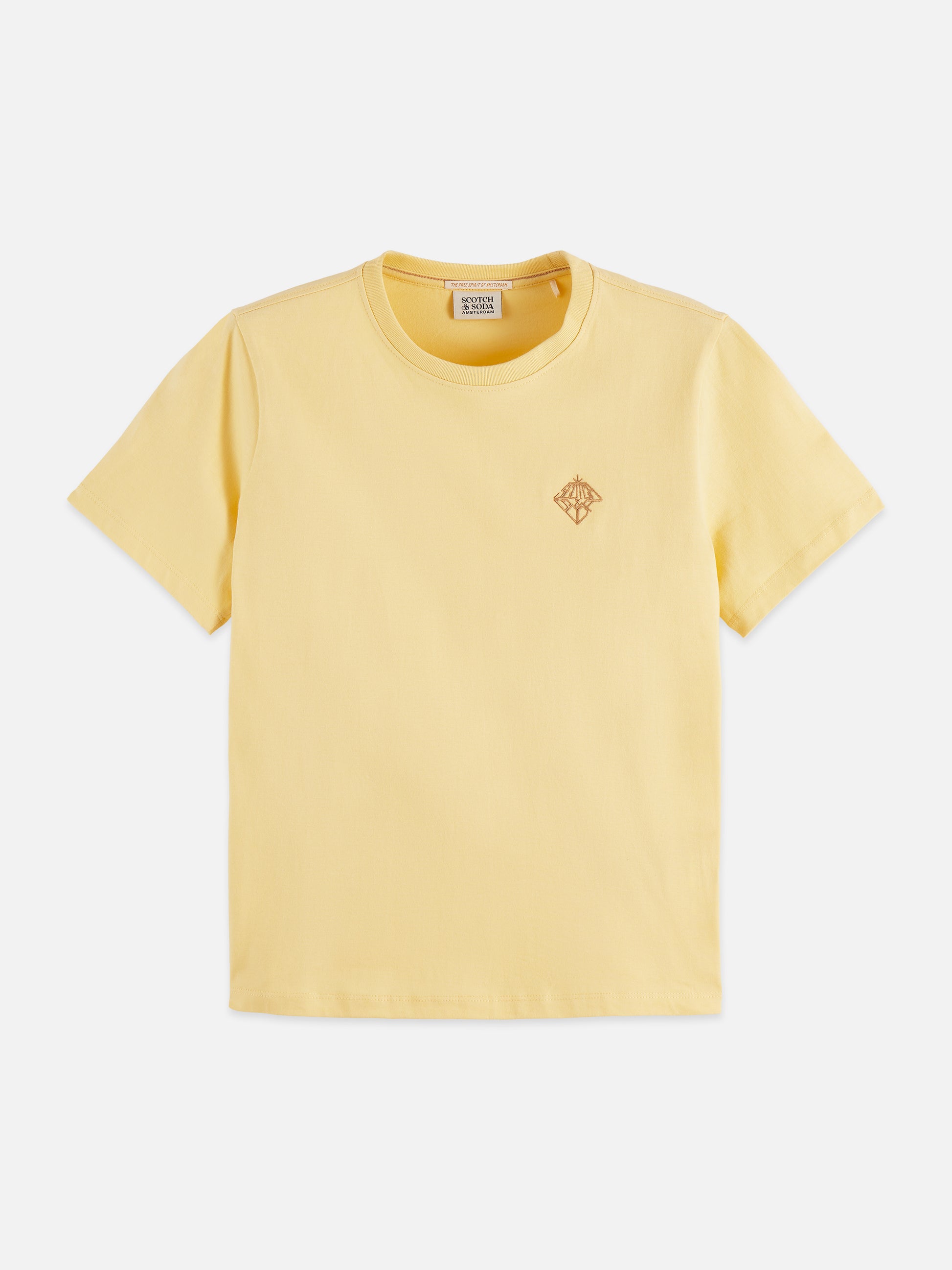 Pale Goldenrod טי שירט קצרה לנשים Regular Fit עם הדפס קטן בחזה SCOTCH & SODA