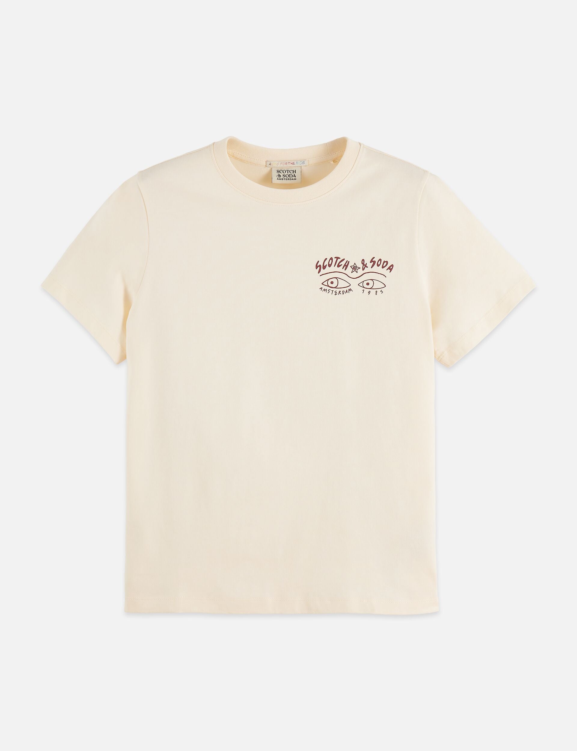 Antique White טי שירט קצרה לנשים Small Chest Artwork SCOTCH & SODA