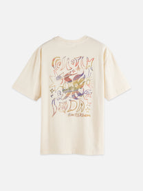 Antique White טי שירט קצרה לנשים Washed Artwork SCOTCH & SODA