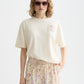 Misty Rose טי שירט קצרה לנשים Washed Artwork SCOTCH & SODA