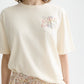 Light Gray טי שירט קצרה לנשים Washed Artwork SCOTCH & SODA