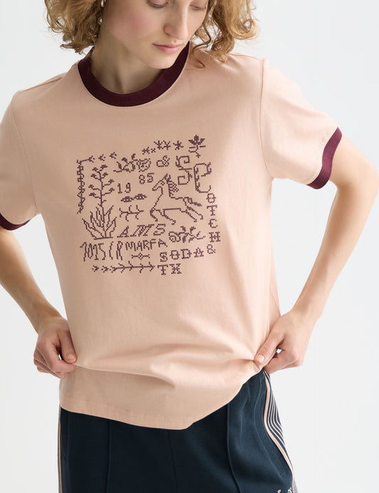 Lavender טי שירט קצרה לנשים Embroidered SCOTCH & SODA