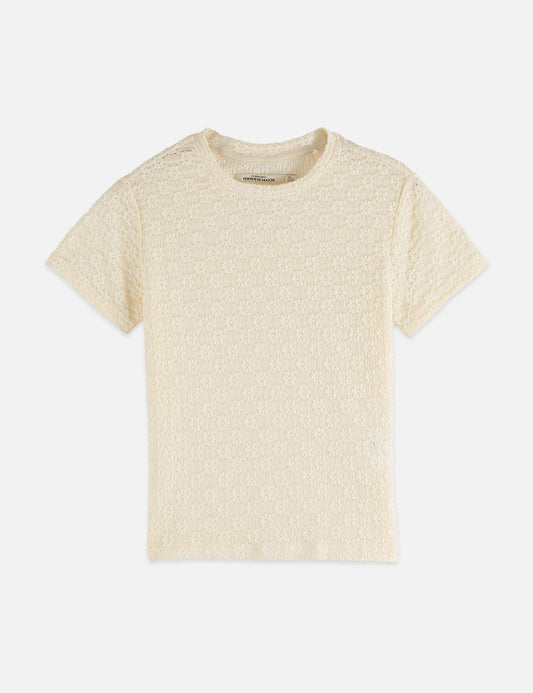 Light Gray טי שירט קצרה לנשים Open Structure SCOTCH & SODA