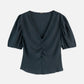 Dark Slate Gray חולצה קצרה לנשים Structured V-Neck SCOTCH & SODA