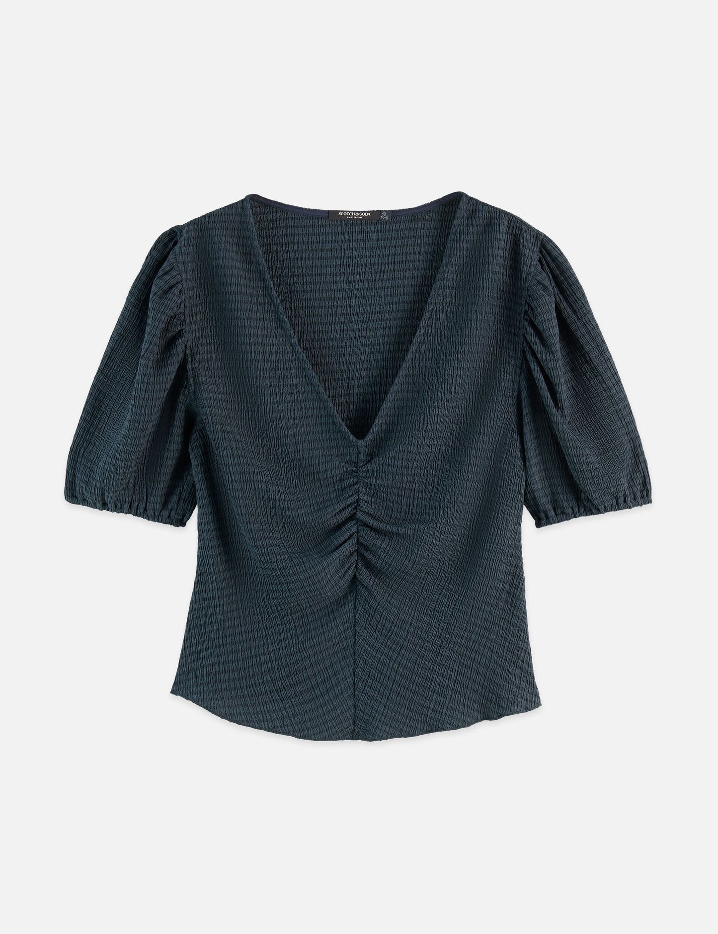Dark Slate Gray חולצה קצרה לנשים Structured V-Neck SCOTCH & SODA