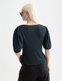 Black חולצה קצרה לנשים Structured V-Neck SCOTCH & SODA