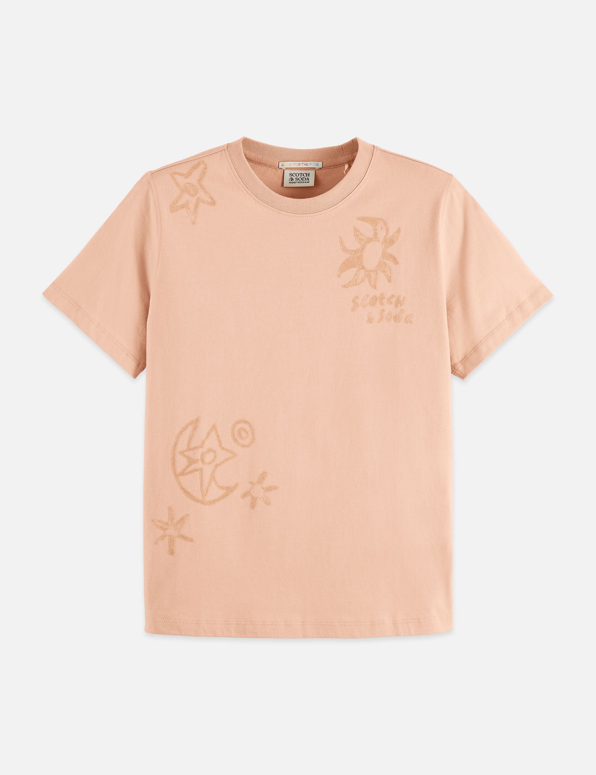 Wheat טי שירט קצרה לנשים T-Shirt With Flock Print SCOTCH & SODA