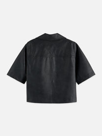Dark Slate Gray חולצה מכופתרת דמוי עור קצרה לנשים A-Line SCOTCH & SODA