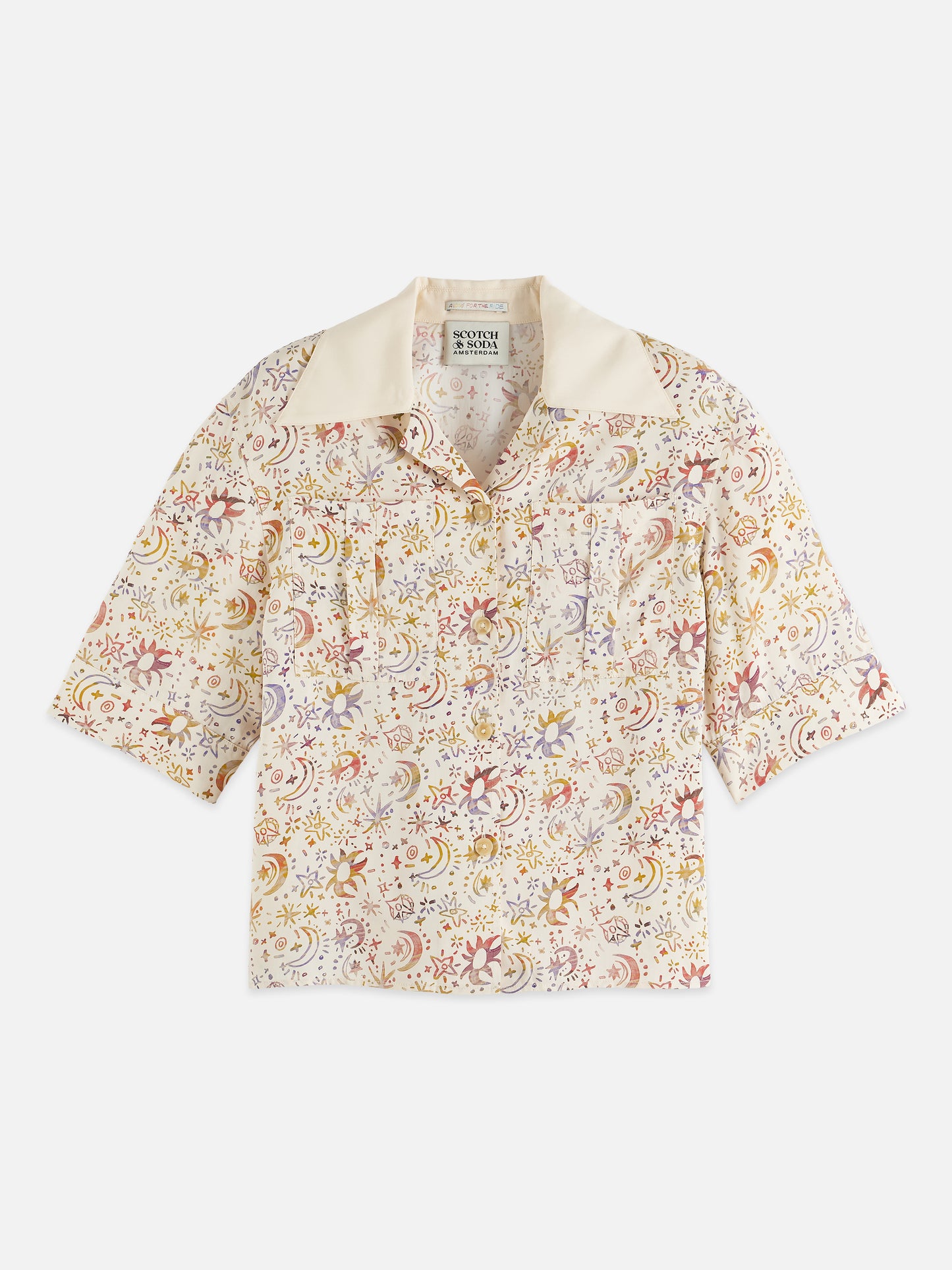 Gray חולצה מכופתרת קצרה לנשים Printed Viscose SCOTCH & SODA