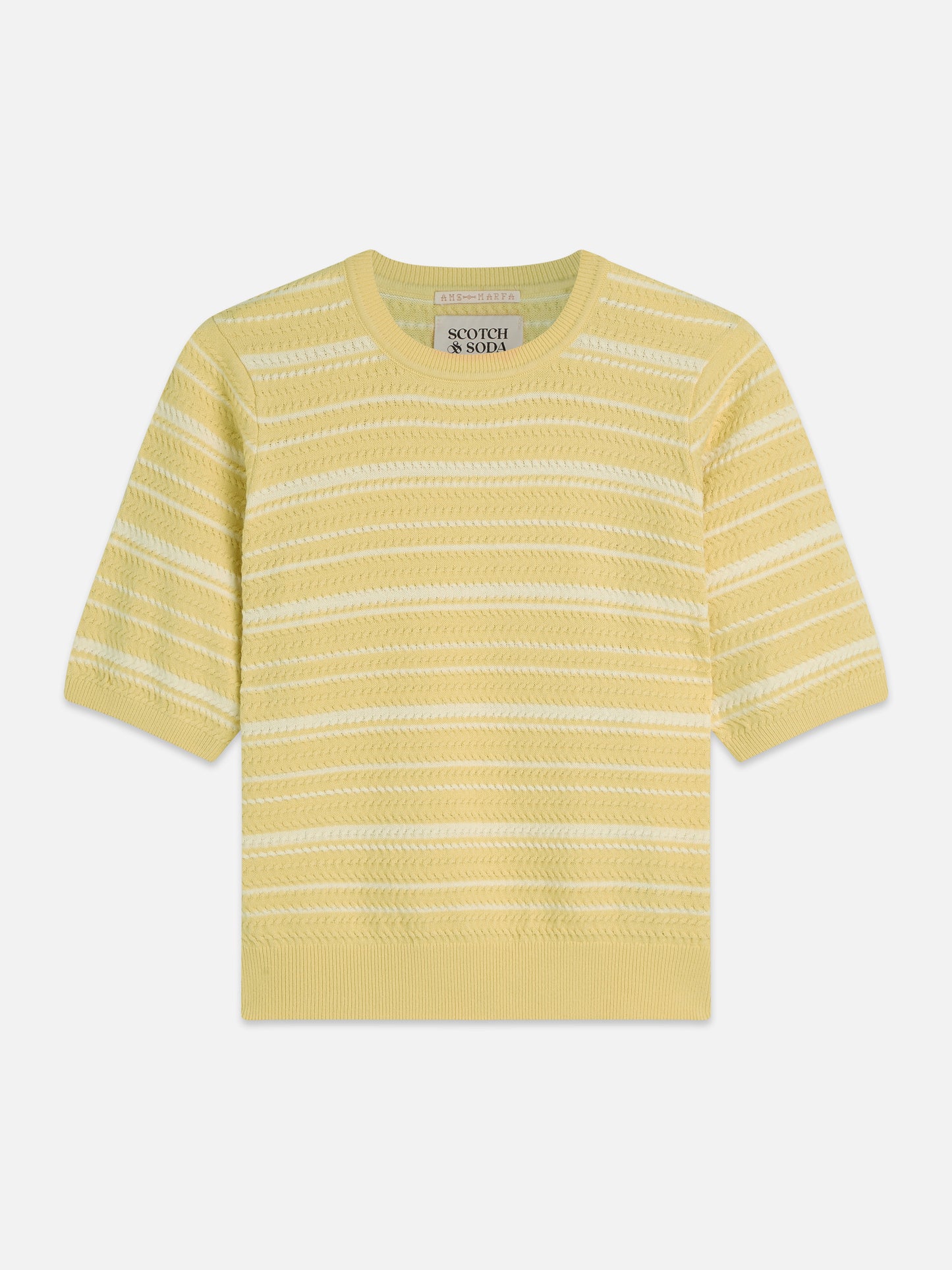 Tan טי־שירט סריג פסים טקסטורלית לנשים Textured Stripe SCOTCH & SODA
