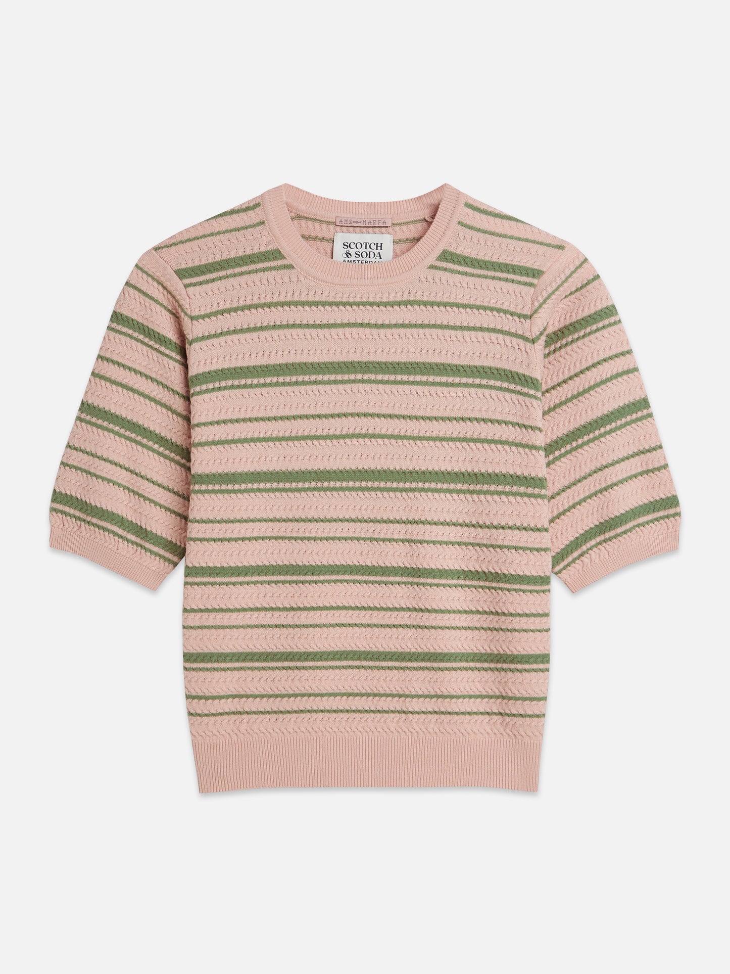 Tan טי־שירט סריג פסים טקסטורלית לנשים Textured Stripe SCOTCH & SODA