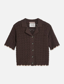 Dark Slate Gray קרדיגן סריג קצר לנשים Pointelle SCOTCH & SODA