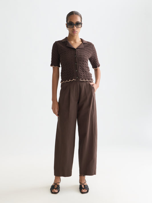 Dark Slate Gray קרדיגן סריג קצר לנשים Pointelle SCOTCH & SODA