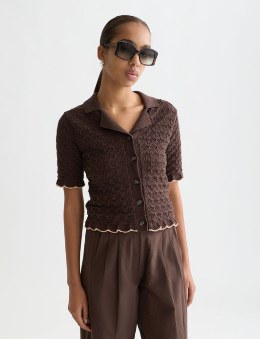 Black קרדיגן סריג קצר לנשים Pointelle SCOTCH & SODA