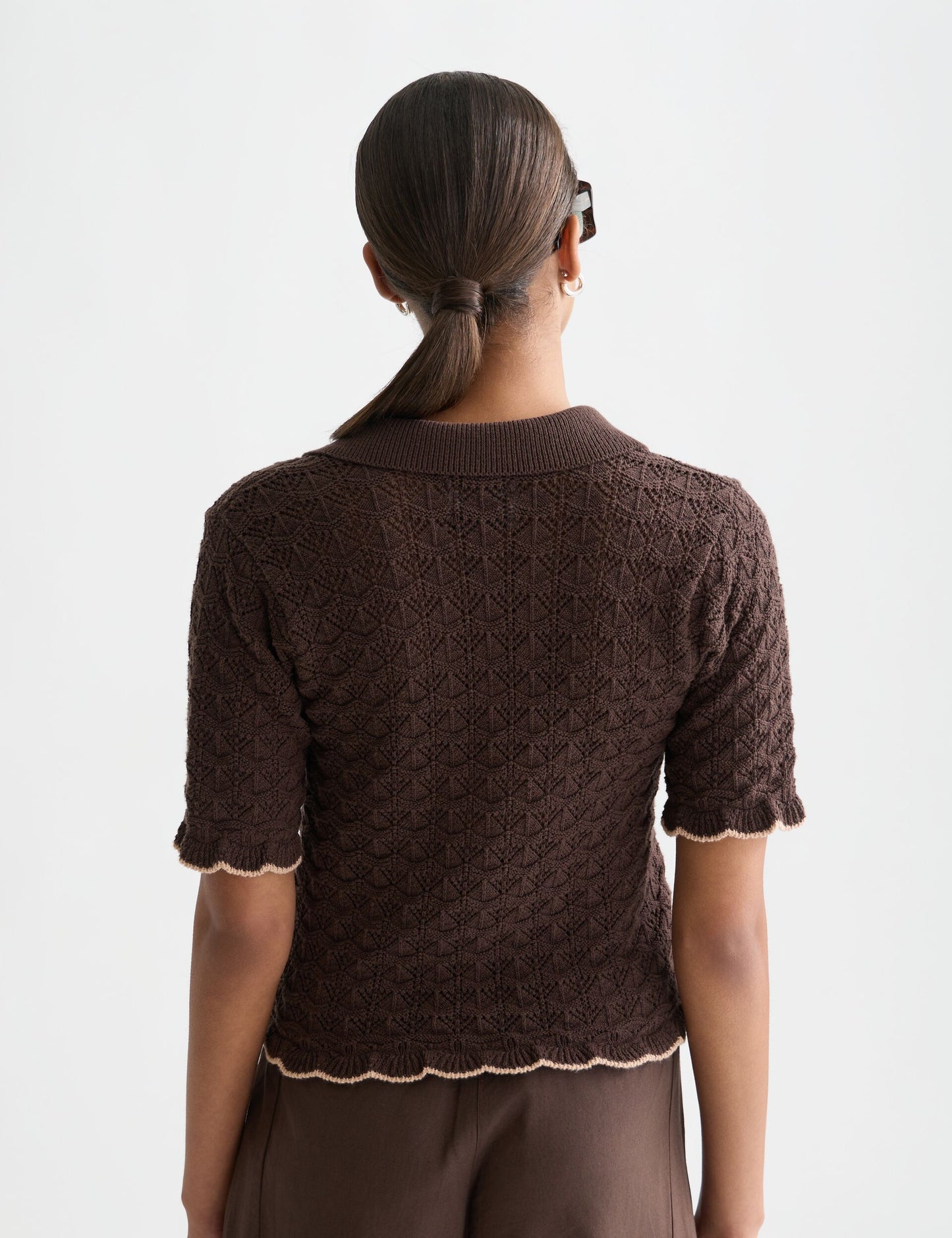 Black קרדיגן סריג קצר לנשים Pointelle SCOTCH & SODA