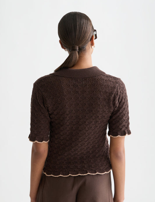 Black קרדיגן סריג קצר לנשים Pointelle SCOTCH & SODA