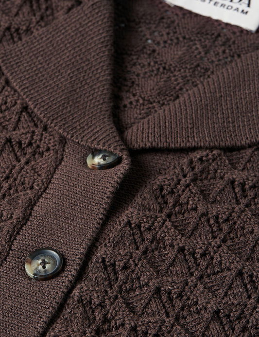 Dark Slate Gray קרדיגן סריג קצר לנשים Pointelle SCOTCH & SODA