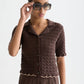 Black קרדיגן סריג קצר לנשים Pointelle SCOTCH & SODA