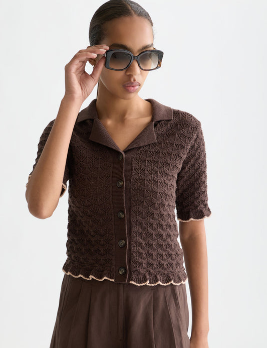 Black קרדיגן סריג קצר לנשים Pointelle SCOTCH & SODA