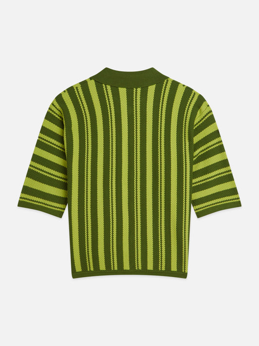 White Smoke חולצת פולו קצרה לנשים Textured Vertical Stripe Knitted Tee SCOTCH & SODA