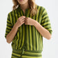 Lavender חולצת פולו קצרה לנשים Textured Vertical Stripe Knitted Tee SCOTCH & SODA