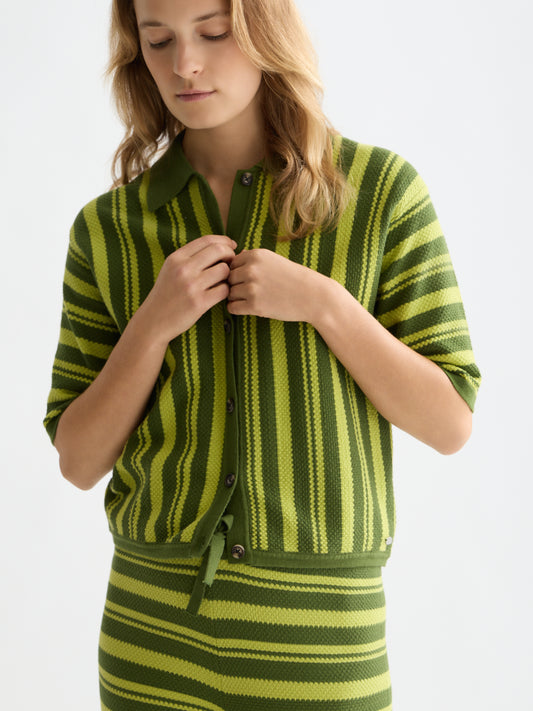 Lavender חולצת פולו קצרה לנשים Textured Vertical Stripe Knitted Tee SCOTCH & SODA
