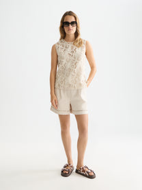 White Smoke גופיה רקומה לנשים Flame SCOTCH & SODA