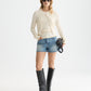 White Smoke גופיית סריג לנשים Smock Stitch SCOTCH & SODA