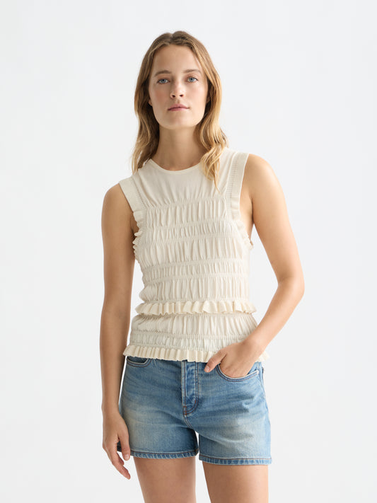 White Smoke גופיית סריג לנשים Smock Stitch SCOTCH & SODA